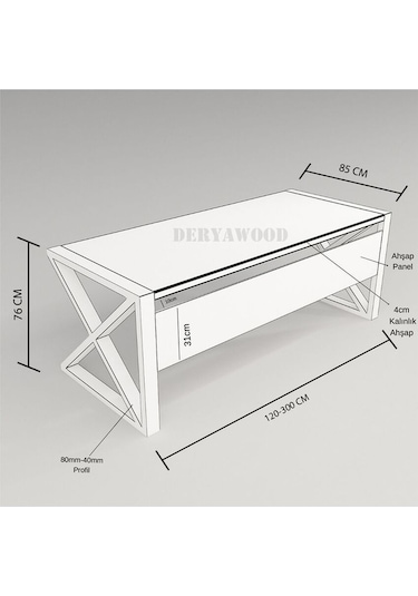 Deryawood Silver Ahşap Bilgisayar Masası 140x85x76 C-ön Ahşap Açık Ceviz