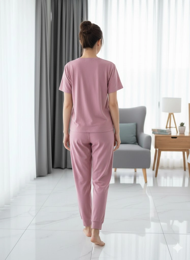 Kadın Pembe Kısa Kol Pijama Takım Pembe