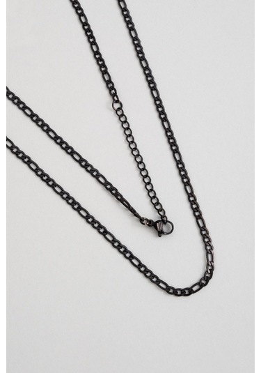 So Chic Klasik Siyah Rodyum Kaplama Çelik Erkek Kolye