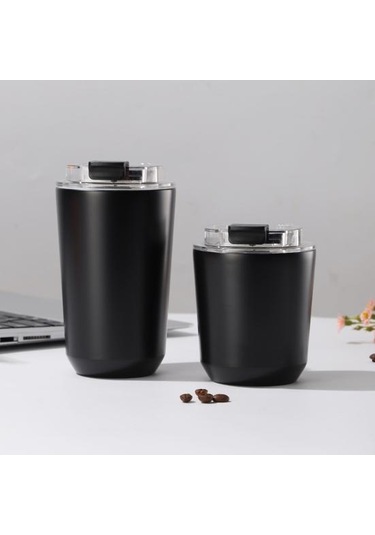 Siyah Paslanmaz Çelik Vakum Yalıtım Fincan Silikon Kapaklı Yalıtımlı Tumbler Seyahat Kupa Sızdırmaz Yeniden Termos Bardak 56819838