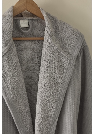 Waffle Unisex Pamuklu Pike Bornoz Gri