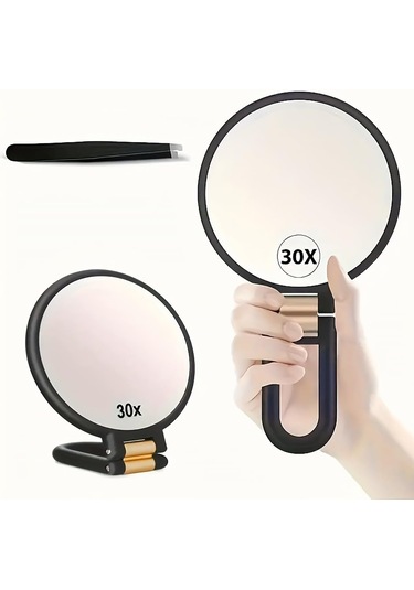 Kompakt Makyaj Aynası, Çift Taraflı Seyahat Aynası, Katlanabilir Saplı Makyaj Aynası, Taşınabilir Seyahat Aynası, 30x Büyüteçli Ayna, Elde Taşınabilir Makyaj Aynası, Açık Hava Kadın Makyajı Ve Seyahat İçin