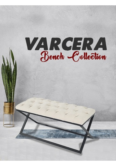 Varcera Krem Chester Model Kapitoneli Puf&bench&koltuk&oturma Bankı&teddy Puff&yatak Odası Takımı Önü&ucu