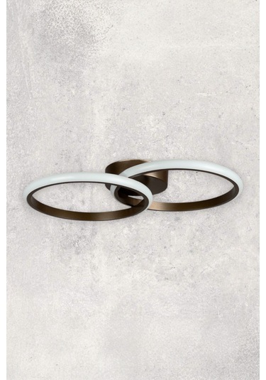 Jolly Kahve Rengi Salon - Mutfak - Hol Beyaz Led 2 Li Avize Kahve Rengi