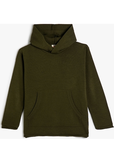 Koton Kapşonlu Kazak Uzun Kollu Kanguru Cepli Haki 4wkb90004ht 4WKB90004HT854 Haki