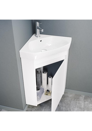 Orka Zag 45 Cm Mdf Beyaz Köşe Banyo Dolabı Alt Modül Ve Lavabo Beyaz Orka Zag 45 Cm Mdf Beyaz Köşe Banyo Dolabı Alt Modül Ve Lavabo Beyaz