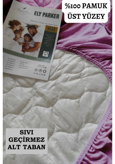 Ely Parker  Renkli Sıvı Geçirmez Lastikli Çift Kişilik Çarşaf Yastık Alezi (Toplam 3 Parça) %100 Pamuk Kapitoneli ELYCKAPFIT00 Mürdüm ÇK