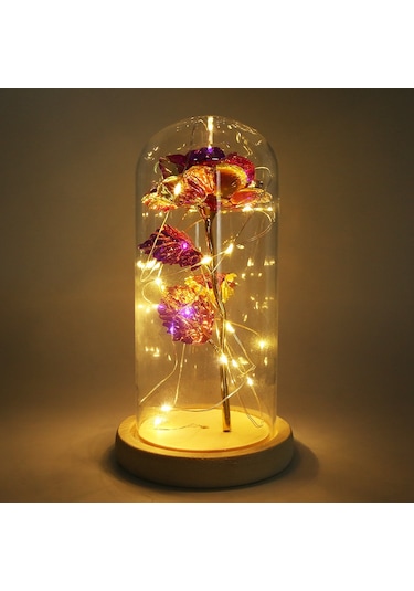 Youmex Ahşap Tabanlı Led Gece Lambası, Pembe Gül Desenli, Islak Isı Işığı, Romantik Dekorasyon, Hediye Seçeneği Diğer