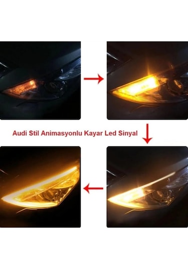 Selamlamalı Açılış Animasyonlu Far Kaşı Beyaz Audi Stil Kayar Led