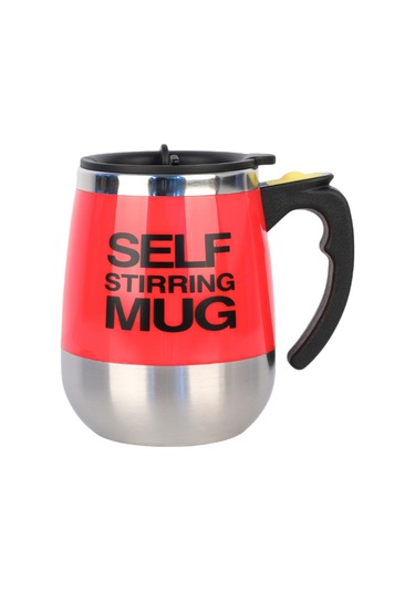 Hfambition 400ml Otomatik Kahve Karıştırıcı Bardak, Elektrikli, Isıya Dayanıklı, Kapaklı, Çift Katlı, Çeşitli İçecekler İçin Kırmızı