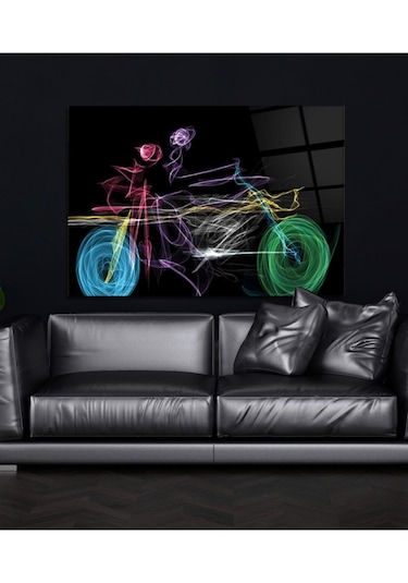 Soyut Bisiklet Cam Tablo