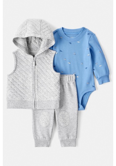 Erkek Bebek Yelekli Set Ctr-1t268710 Gri
