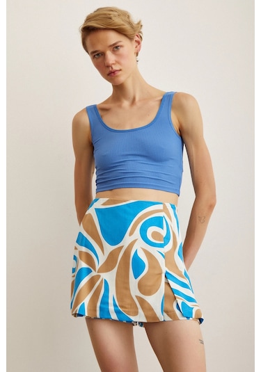 Trendquel Askılı Crop Bluz Mavi Mavi