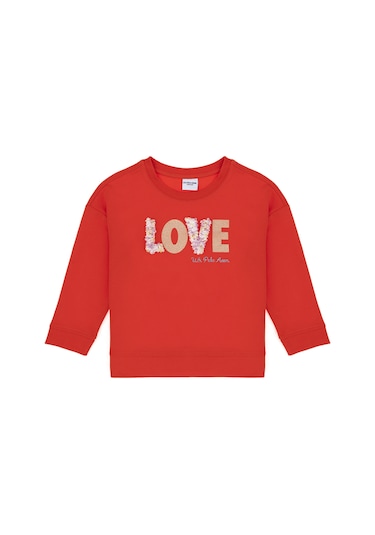 U.s. Polo Assn. Kız Çocuk Nar Çiçeği Sweatshirt 50298159-vr239 Nar Çiçeği