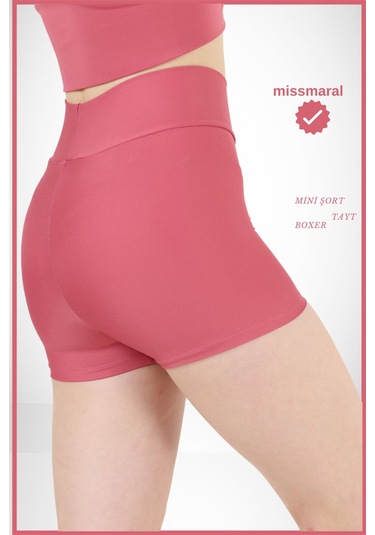 Kadın Mini Tayt Deniz Havuz Şortu Gül Kurusu Günlük Kullanım Sıkılaştırıcı Fit Görünüm 1080 Gül Kurusu