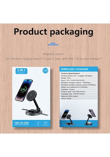 Butu 12-15 Serisi İçin W14 3'ü 1 Arada Manyetik Kablosuz Şarj Cihazı