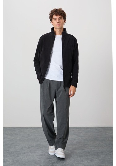 Tommy Life Hardy Siyah Standart Kalıp Polar Erkek Sweatshirt - 88299 Siyah