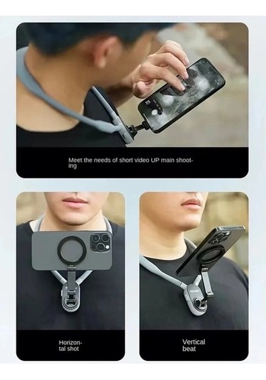 360 Derece Ayarlanabilir Boyun Askılı Manyetik Telefon Tutucu Renkli