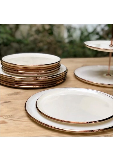 Glore 21 Cm Solid Krem Pasta Tabağı 6 Lı Rose Gold 25025 Krem