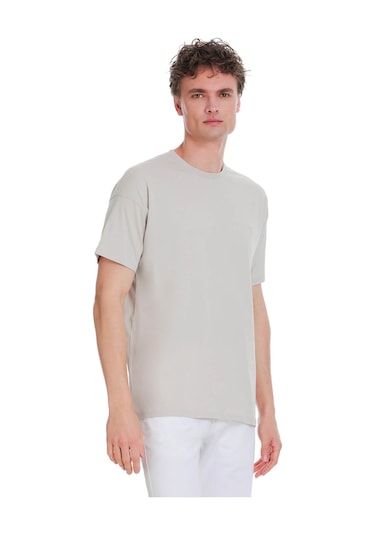 Hatemoğlu Taş Regular Fit 100% Pamuk Bisiklet Yaka Oversize Tişört 1995332 Taş