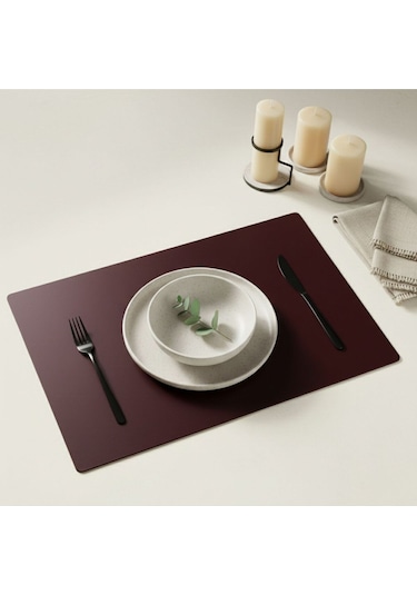 4+1 Adet Deri Amerikan Servis+runner Set 4 Amerikan Servis -1 Runner Bordo