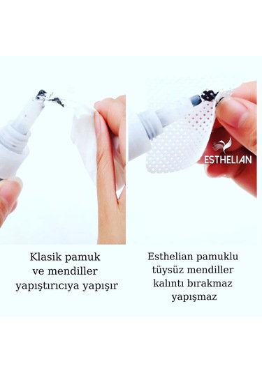 Esthelian İpek Kirpik Protez Tırnak için Tüysüz Makyaj Mendili