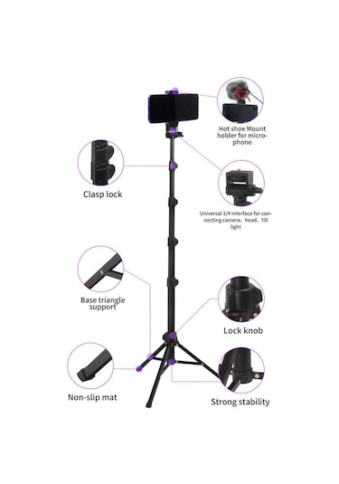 Jmary MT-36 Tripod 171 cm 360 Derece Dönebilen Başlık 4 Kademeli Yükselik Ayarı