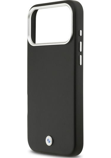 İphone 17 Pro Max Uyumlu Kılıf Bmw Lisanslı M-safeli Metal Logolu Tam Kaplama Deri Kapak Siyah Siyah