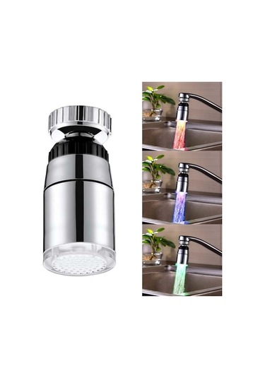 Rogfer Sdf-b9 1 Led Abs Sıcaklık Sensörü 3 Renkli Led Musluk Hafif Su Işıltısı Duş, Boyut: 58 X 28mm, Arayüz: 22mm Gümüş Diğer Diğer