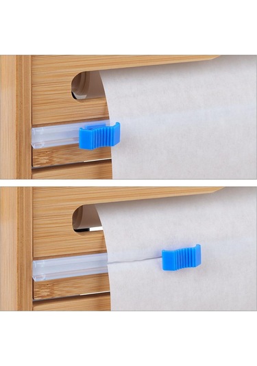 3 Bölmeli Bambu Streç Film Ve Folyo Düzenleyici Kutu Ahşap