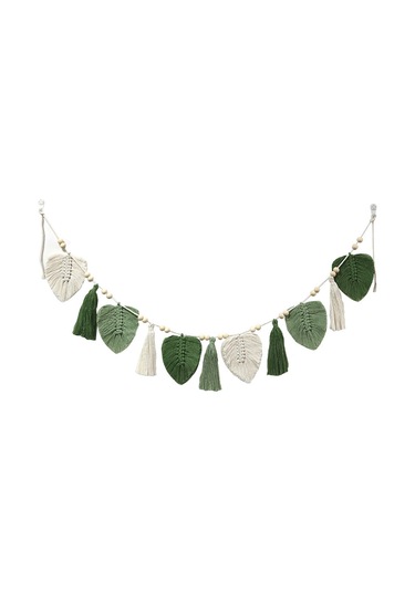 Yifomall Mavi El Dokuma Pamuk Ipli Yaprak Desenli Duvar Dekoru - 15x150cm, Ev Odası/butik Zenginleştirici, Kolay Bakım