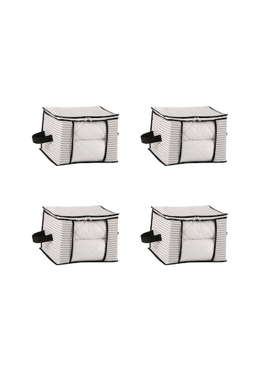 Formeya 4 Adet Lüks Pencereli Çok Amaçlı Çorap Hurcu 34x22x22 Cm Beyaz
