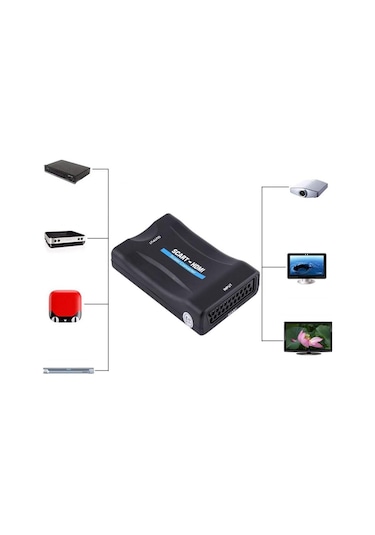 Scart Hdmı Kompozit Video Dönüştürücü + Ses Scart To Hdmi Çeviric