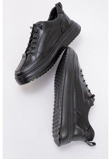 Erkek Kalın Taban Comfort Casual Ayakkabı Gerçek Deri Pc 90402 Siyah Null Siyah