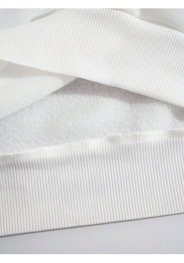 Coke Serisi Letter Embroidery Thermal Lined Sweatshirt-trzksw2083 Beyaz