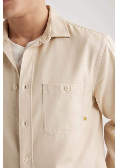 DeFacto Regular Fit Tensel Basic Düz Uzun Kollu Gömlek B3670AX24SPER235