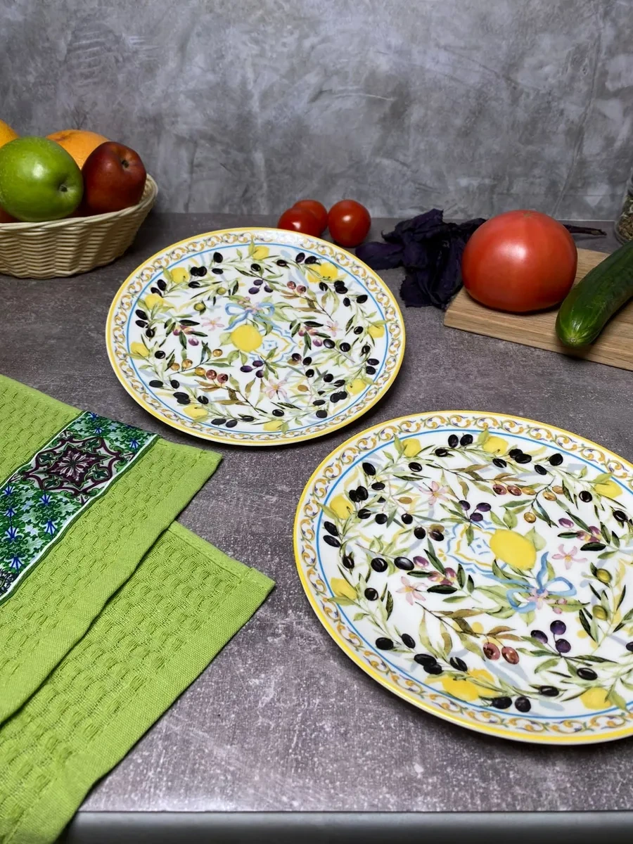 Gift'n'home Mutfak İçin Tabak Seti, Zeytin Desenli, 20 Cm Yemek Tabakları 283692105 Leylak