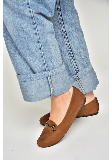 Fox Shoes R667001402 Taba Hakiki Deri Süet Kadın Babet Taba