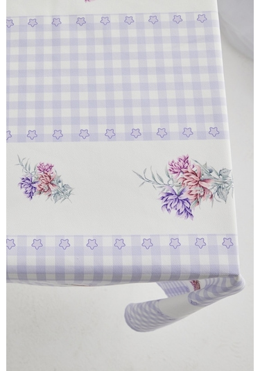 Ays Home Lila Çiçekli Pötikareli Yemek Masası Örtüsü