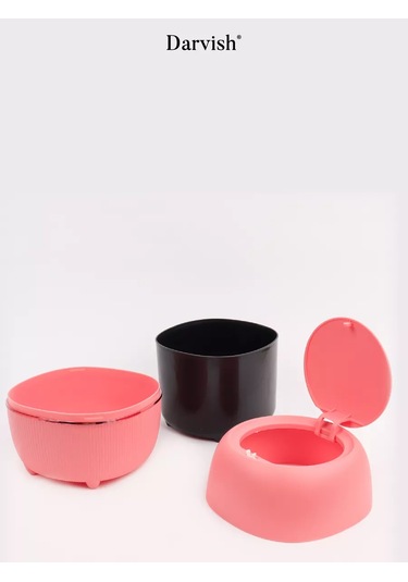 Darvish Tm Masaüstü Çöp Kovası Kapaklı Çöp Kabı 234576007 Tozlu Pembe