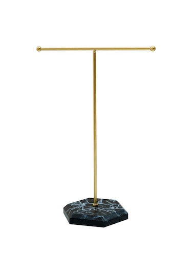 Altın Ve Siyah Taban T Şeklinde Mücevher Standı, Çıkarılabilir Yoğunluklu Tahta Tabanı A
