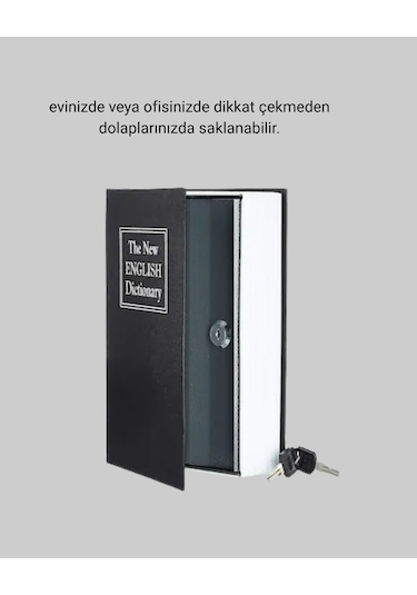 Gizli Kitap Kasa Metal Gövdeli, Anahtarlı