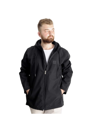 Mode Xl Erkek Softshell Parcalı Kapsonlu Mont 21235 Siyah 001