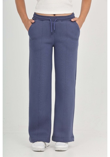 Toontoy Kız Çocuk Nervür Detaylı Eşofman Alt İndigo