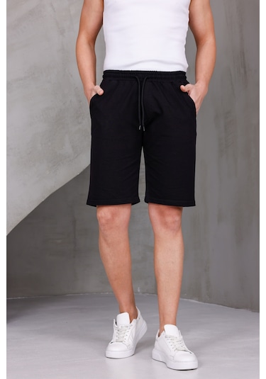 Dark Moda Erkek Sade Oversize İki İplik Kompakt Şort Siyah