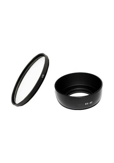 Canon EF 50 MM f1.8 II Lens için 52mm UV + ES-62 Parasoley