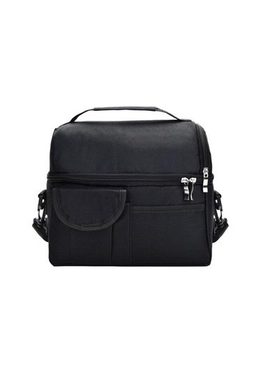 Büyük Yalıtımlı Öğle Yemeği Çantası Termal Serin Sıcak Gıda Saklama Kutusu Yetişkin Çocuk Erkekler Siyah