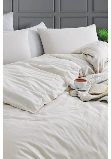 Tabu Home İpliği Boyalı Bej Çift Kişilik Nevresim Seti