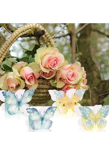 Willowhaven 12 Adet 3d Kelebek Parti Davetiyesi Elektriksiz Ev Dekoru Çiçek Temalı Kutu