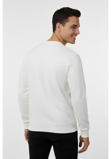 Baglan Erkek Mevsimlik Sıfır Yaka Sweatshirt Bgl-st04864 Ekru